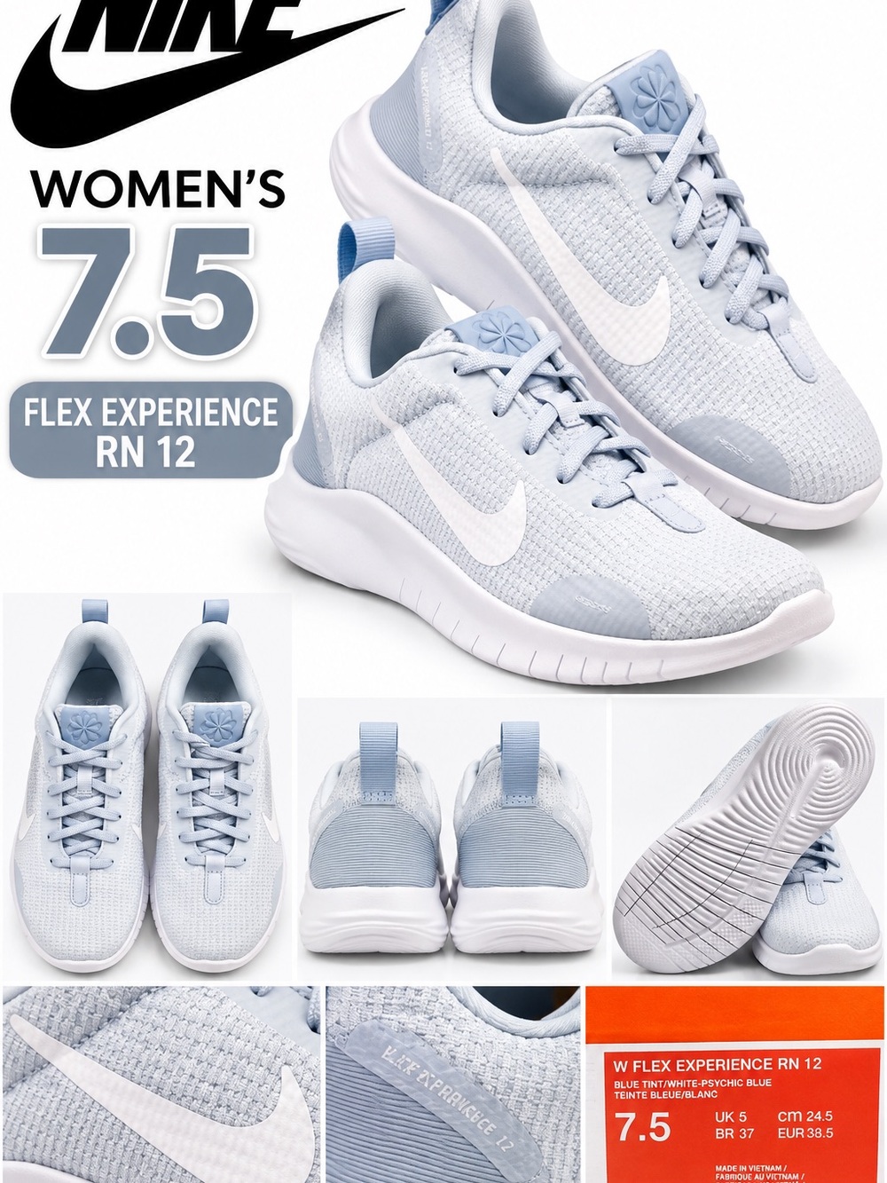 Nike Women's Flex Experience RN 12 Running Shoes - Light Blue/White